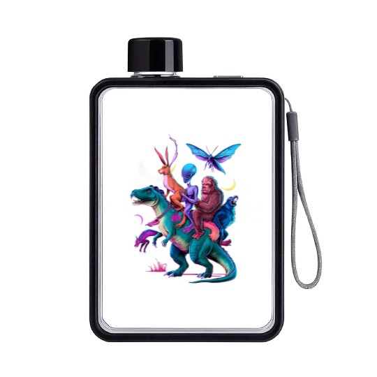 Cryptozoology Cryptid Bigfoot Jackalope Mothman Flat Water Bottles