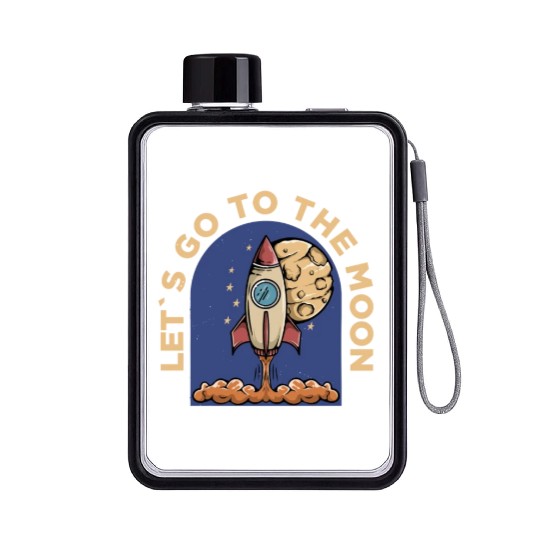 lets go to the moon Classic Flat Water Bottles