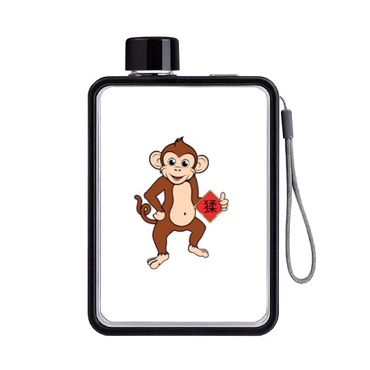 Year Of Monkey Cute Zodiac Chinese New Year Flat Water Bottles