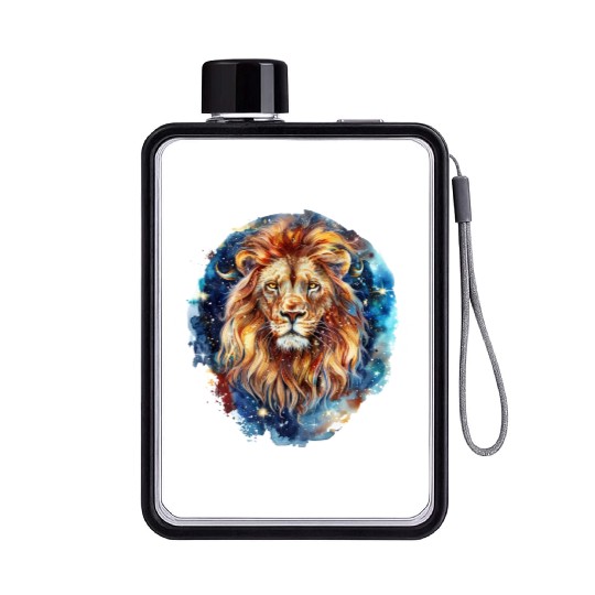 Celestial Lion Images, Mystical Lion, Night sky Flat Water Bottles