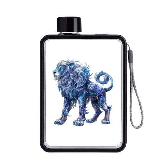Celestial Lion Images, Mystical Lion, Night sky Flat Water Bottles