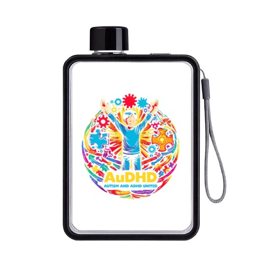 AuDHD Autism ADHD Autistic Spectrum Neurodiversity Flat Water Bottles