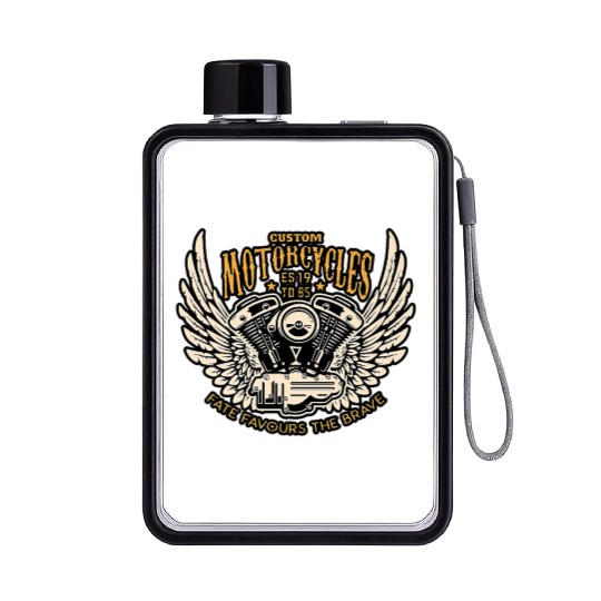 Motorcyclists chopper clothing Premium Flat Water Bottles