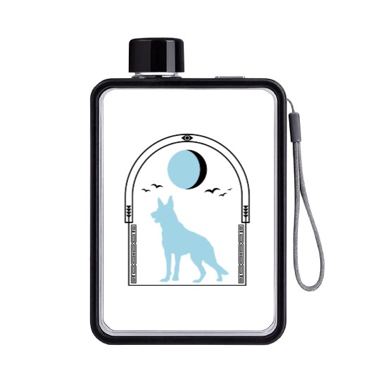 German Shepherd Celestial GSD Dog Moon Tarot Flat Water Bottles