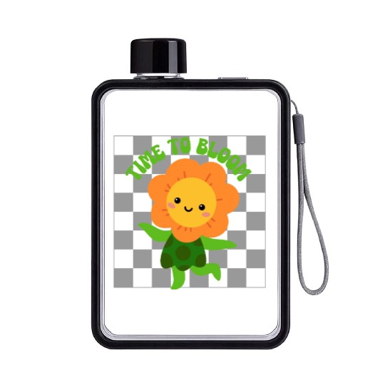 Time to Bloom: Floral Print Design Flat Water Bottles