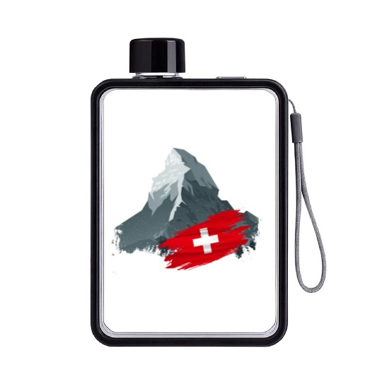 Vacation Skiing, Hiking, Mountain Switzerland Flat Water Bottles