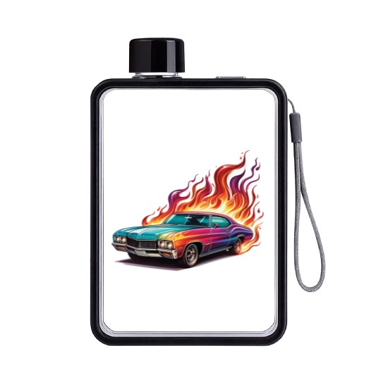 Retro American Racing Muscle Car Flat Water Bottles