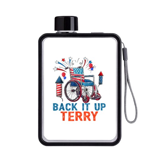 Back Terry Fireworks 4th July Flat Water Bottles
