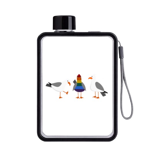 Seagull LGBT Gay Lesbian Rainbow Flagge Flat Water Bottles