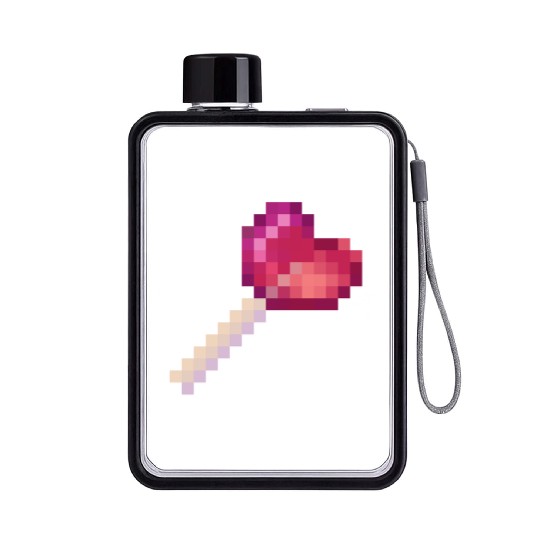 Pixel Art Sprite Cute Heart Lollipop Flat Water Bottles