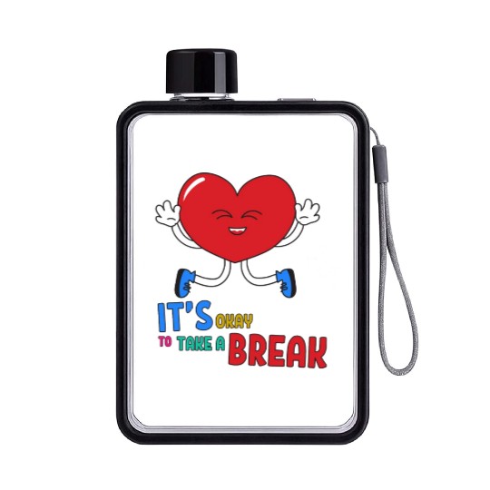 Joyful Reminder Embrace Self-Care with "It's Okay Flat Water Bottles