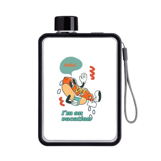 Cute funny joyful Relaxed Vacation Hot Dog Flat Water Bottles