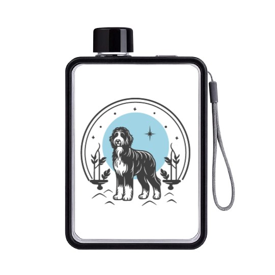Bernedoodle Tarot Card Dog | Celestial and Starsee Flat Water Bottles