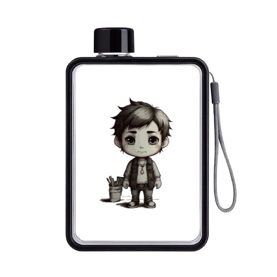 Chibi Character Illustration Flat Water Bottles