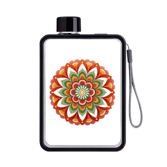 Mandala Flower Flat Water Bottles