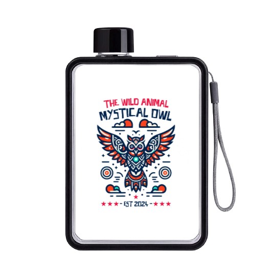 supernatural mystical owl Flat Water Bottles