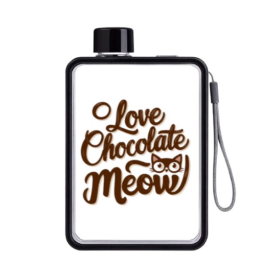 I love chocolate & cats Flat Water Bottles