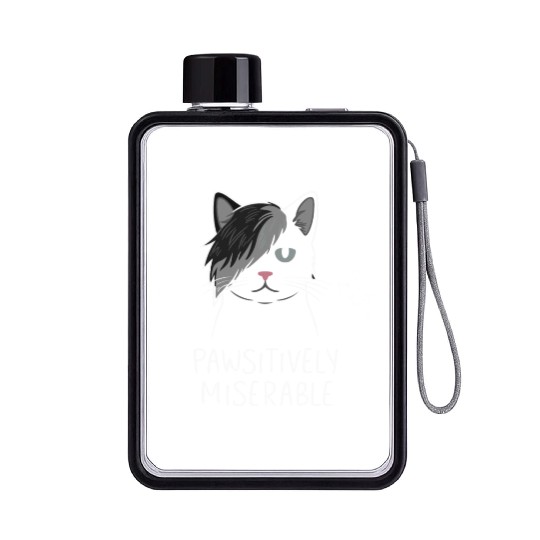 Gothic Emo Cat Design For Cat Lovers And Flat Water Bottles