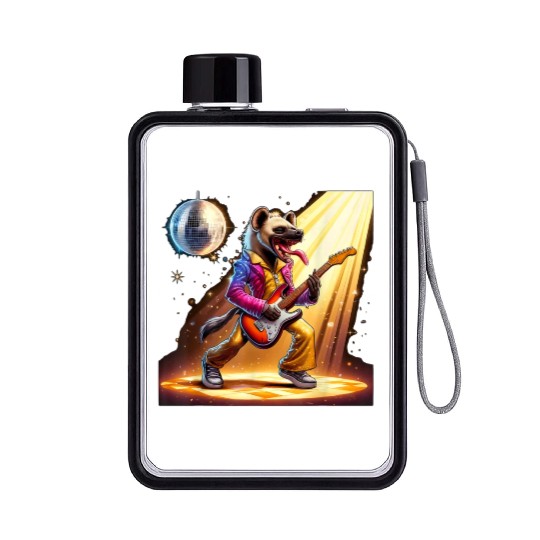 Disco Ball Guitar Hyena Flat Water Bottles