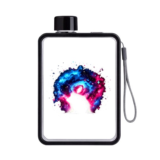 Cool Hedgehog Galaxy Space Art Flat Water Bottles