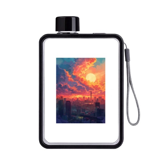 Beautiful Sunset in Tokyo City Japan Flat Water Bottles