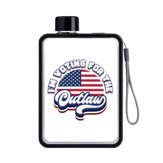 I'm Voting For The Outlaw - US Flag Flat Water Bottles