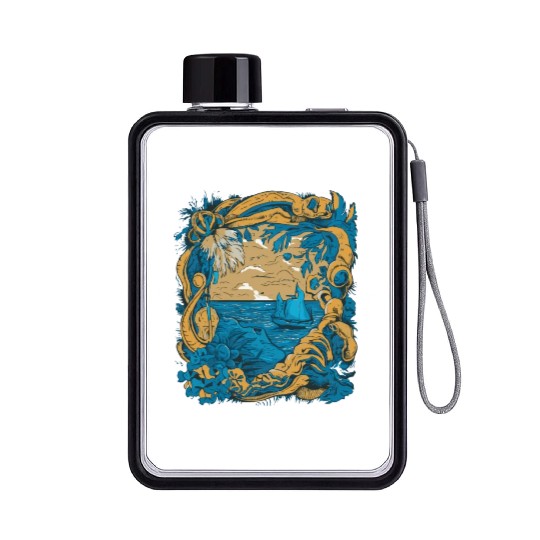 Sun Kissed Shores A Mediterranean Odyssey Flat Water Bottles