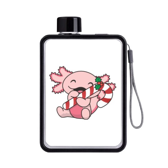 Axolotl Christmas Candy Cane Sweet Axolotl Flat Water Bottles