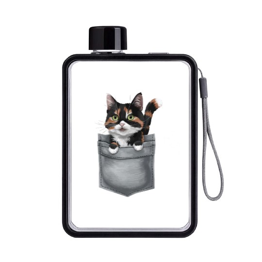 Japanese Bobtail Cat In Pocket Flat Water Bottles