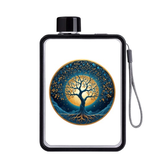 Irish Nordic Celtic Tree of Life Yggdrasil Flat Water Bottles