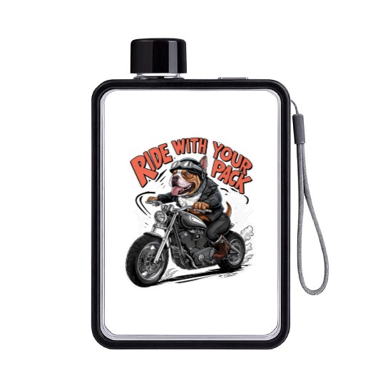 Woman clothing motorcycle Premium Flat Water Bottles
