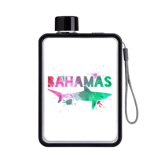 Bahamas Shark Watercolor Souvenir Flat Water Bottles