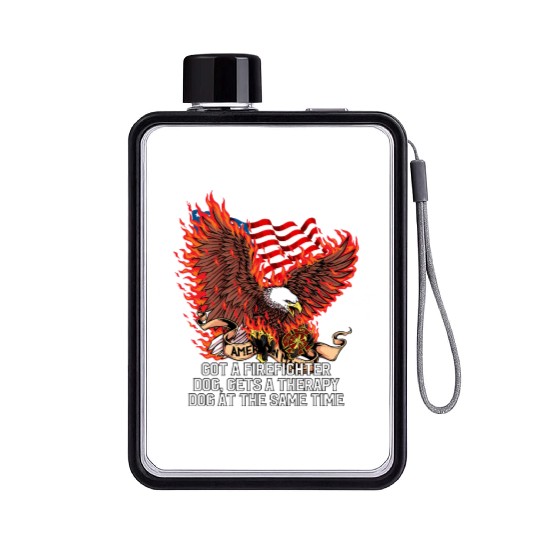 Gets a Firefighter Dog Therapy Dog Fire Department Flat Water Bottles