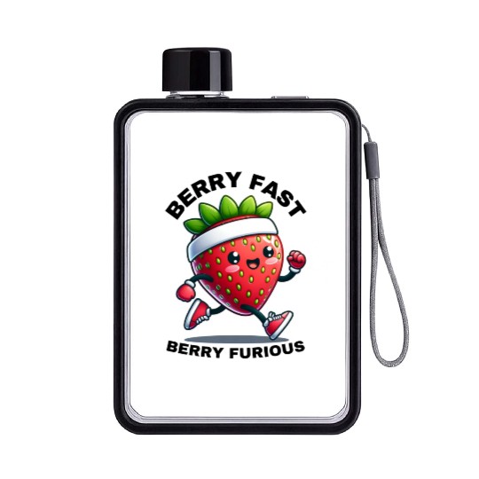 Berry Fast Berry Furious Running Strawberry Flat Water Bottles