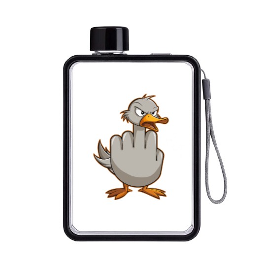Funny Rude Seagull Outfit Gift for Men and Women Flat Water Bottles