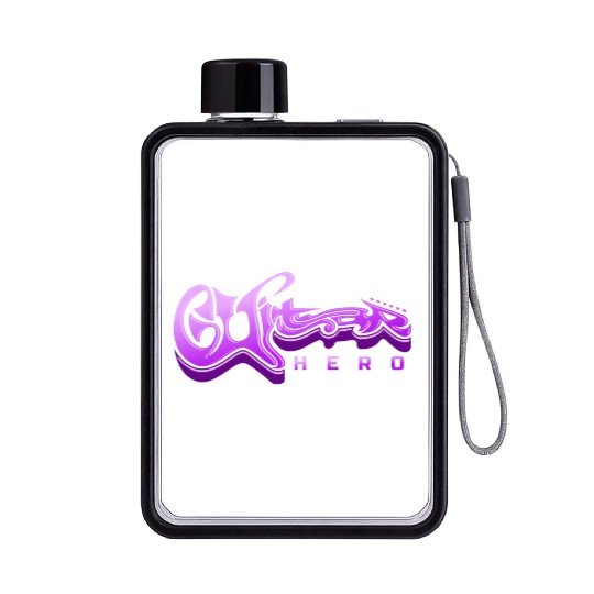 Guitar Hero - Typography Design Flat Water Bottles