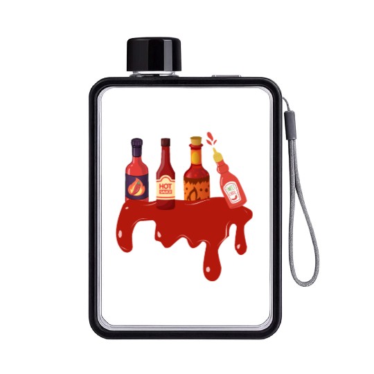 Hot Sauce Hot Sauces Foodie Tea Spicy Hot Flat Water Bottles