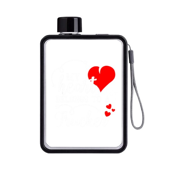 I Love My Trucker Husband Wife Gifts Valentines Flat Water Bottles