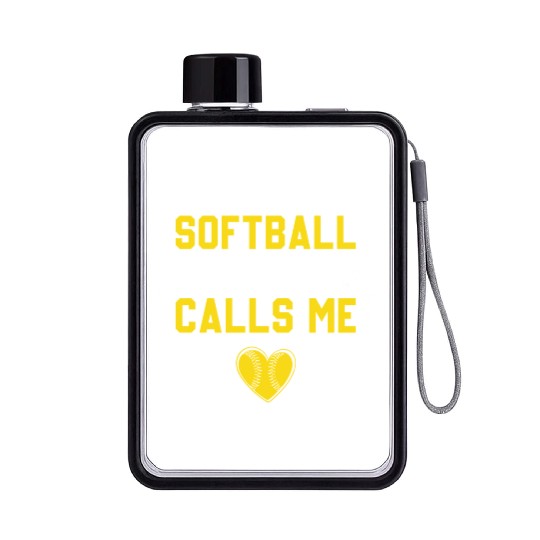 Softball Dad Funny Daddy Father's Day Flat Water Bottles