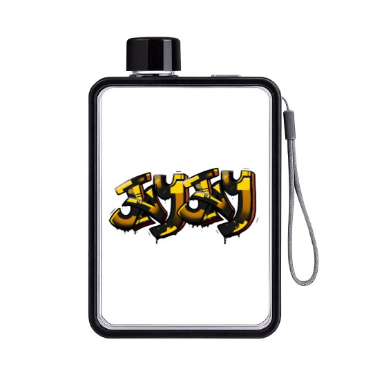 black yellow png Flat Water Bottles