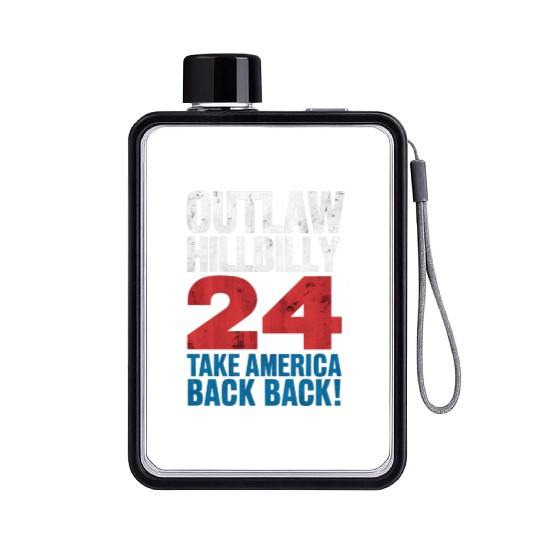 Trump Vance 2024 Outlaw Hillbilly US Flag Vintage Flat Water Bottles