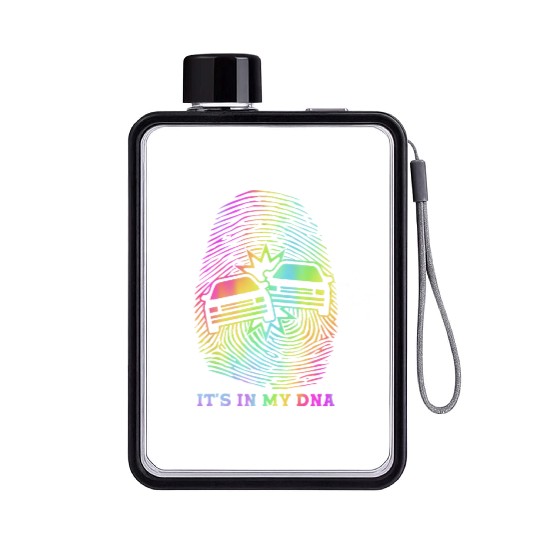Retro Demolition Derby Finger Print It's In My DNA Flat Water Bottles