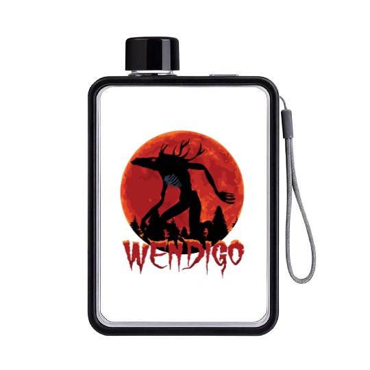 Cryptid Monsters Folk Wendigo Cryptid Creepy Flat Water Bottles