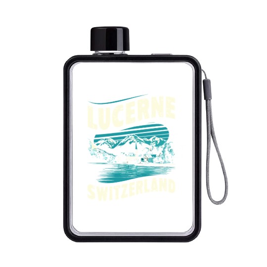 Lucerne Switzerland Souvenir Scenic Mountains Flat Water Bottles