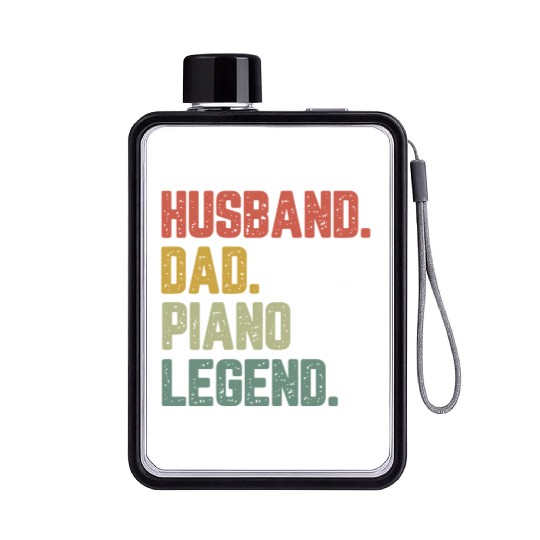 Husband Dad Piano Legend Funny Father Flat Water Bottles