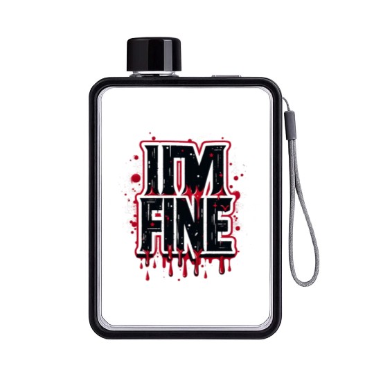 i'm fine Flat Water Bottles