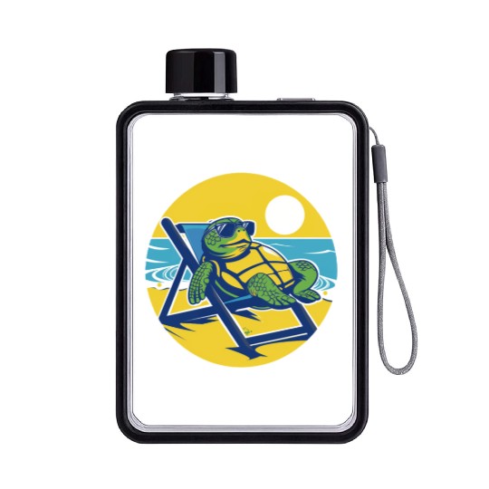 Sea Turtle Chillin on the Beach Flat Water Bottles