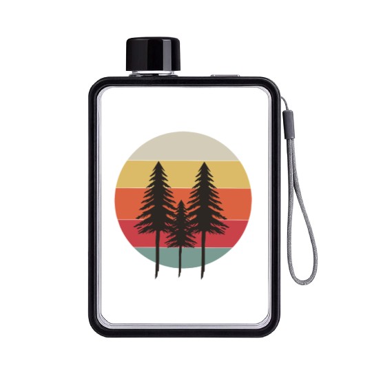 pine tree sunset - nature Flat Water Bottles
