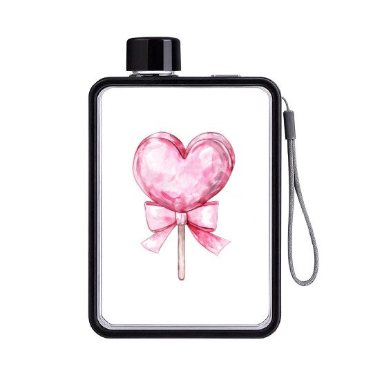 Lollipop with a pink bow Flat Water Bottles