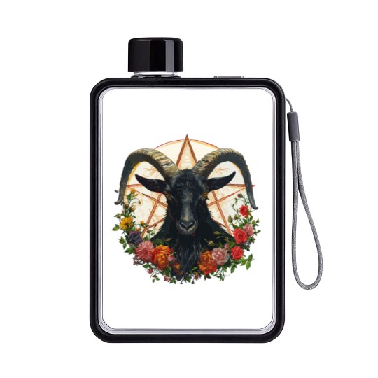 Goat Lucifer Occult Devil Satan For a Heavy Metal Flat Water Bottles